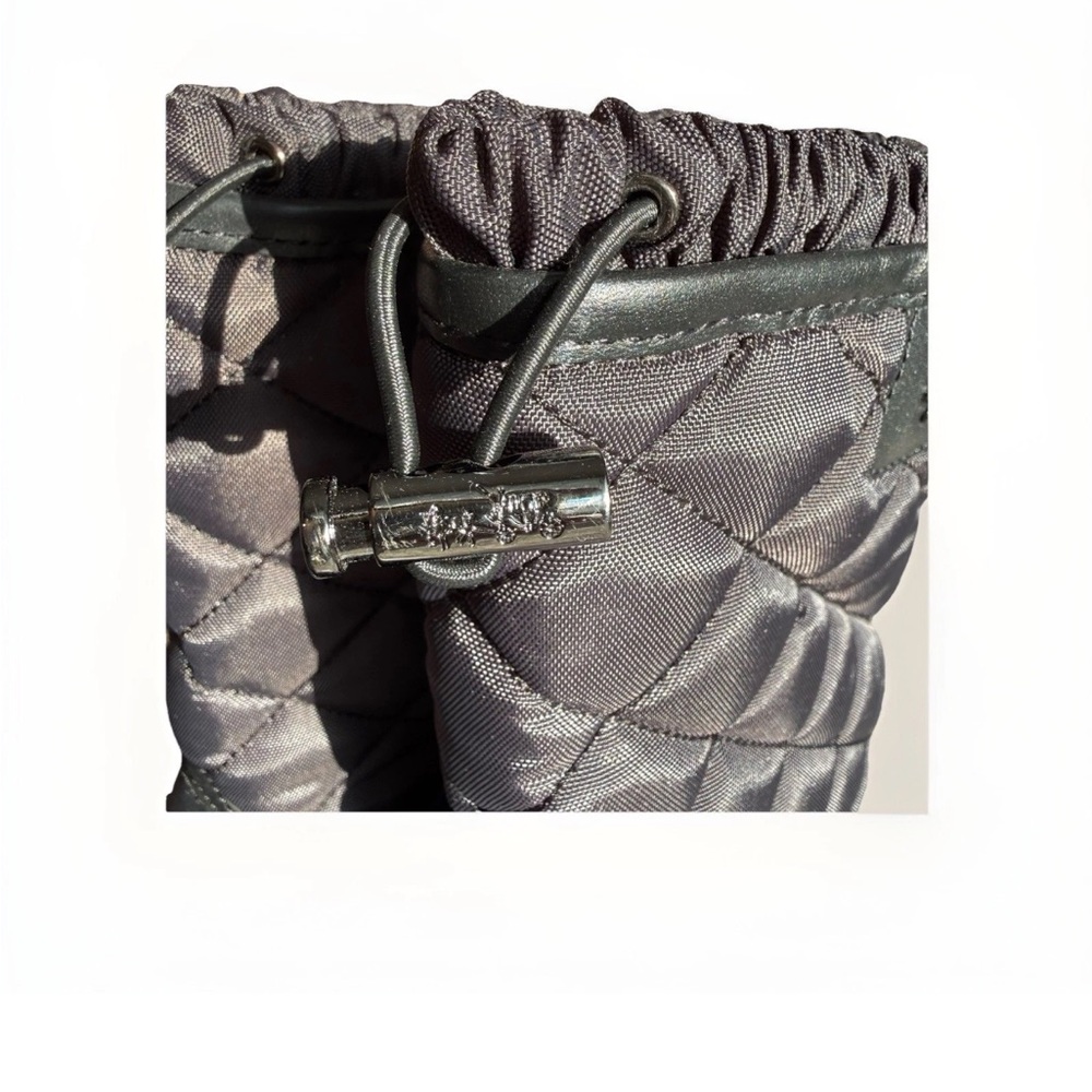 Coach Quilted Drawstring Mid-Calf Snow Boot Black Leather Nylon Women’s Outdoor - Picture 6 of 7